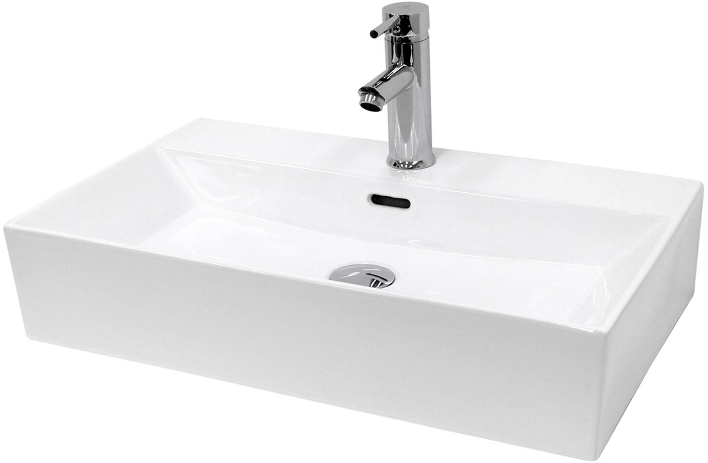 ECD Germany Washbasin 605x365x130 mm ceramic angular white countertop washbasin