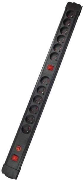 Chacon Bloc multiprise 12 prises double interrupteur noir