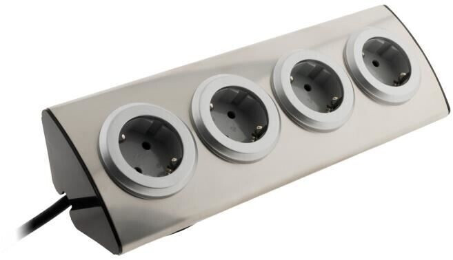 Zenitech Bloc multiprise angle 4 prises inox