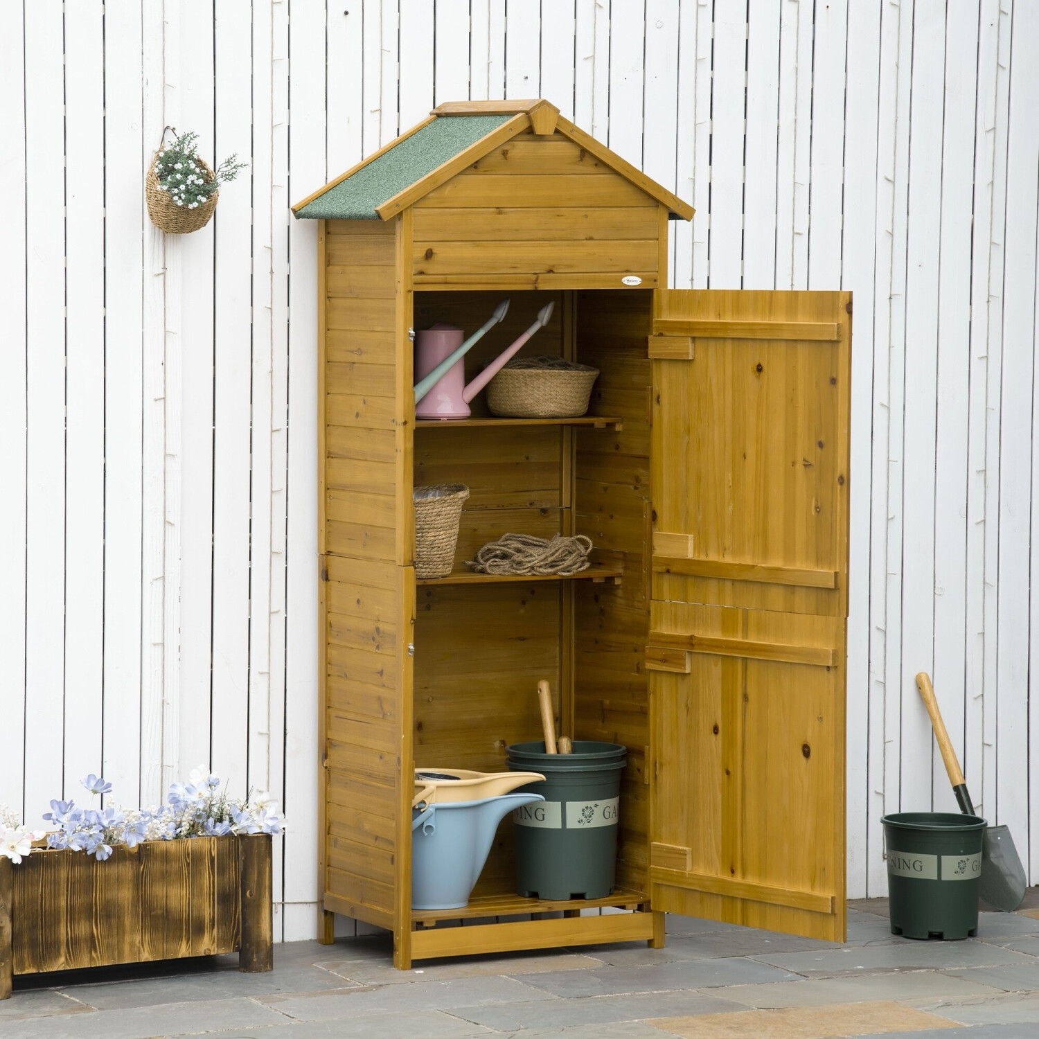 Outsunny Armoire de jardin avec 2 étagères 59 x 49 x 190 cm