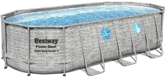 Bestway Piscine tubulaire ovale Power Steel 549 x 274 x 122 cm avec hublots