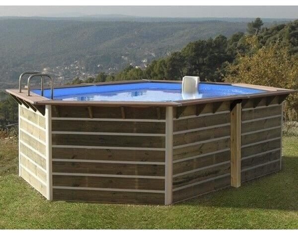 Water'clip Piscine en bois octogonale Sabtang 510 x 320 x 129 cm