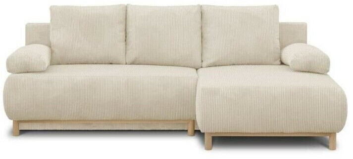 Mika Canapé d'angle convertible 3 places droit côtelé beige