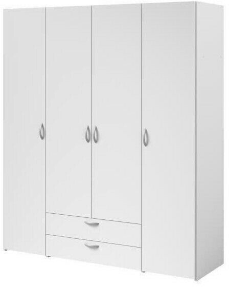 Parisot Armoire Varia 4 portes battantes avec 2 tiroirs 160 x 185 x 51 cm