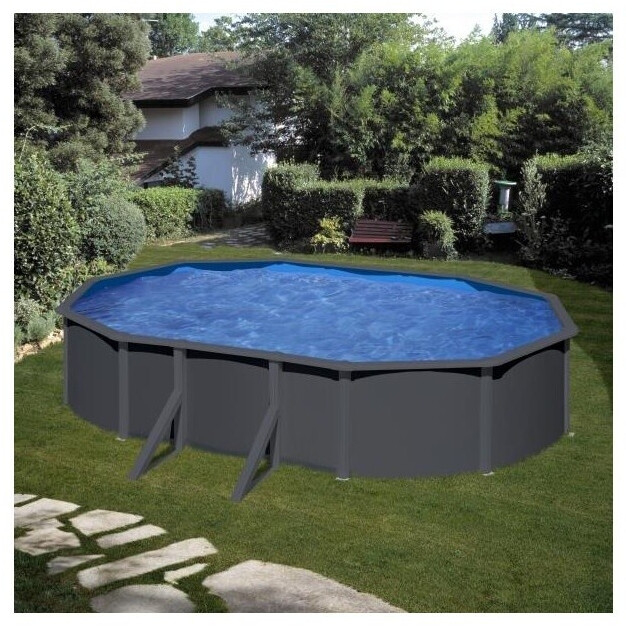 Gre Piscine acier ovale Louko 527 x 327 x 122 cm anthracite avec filtre