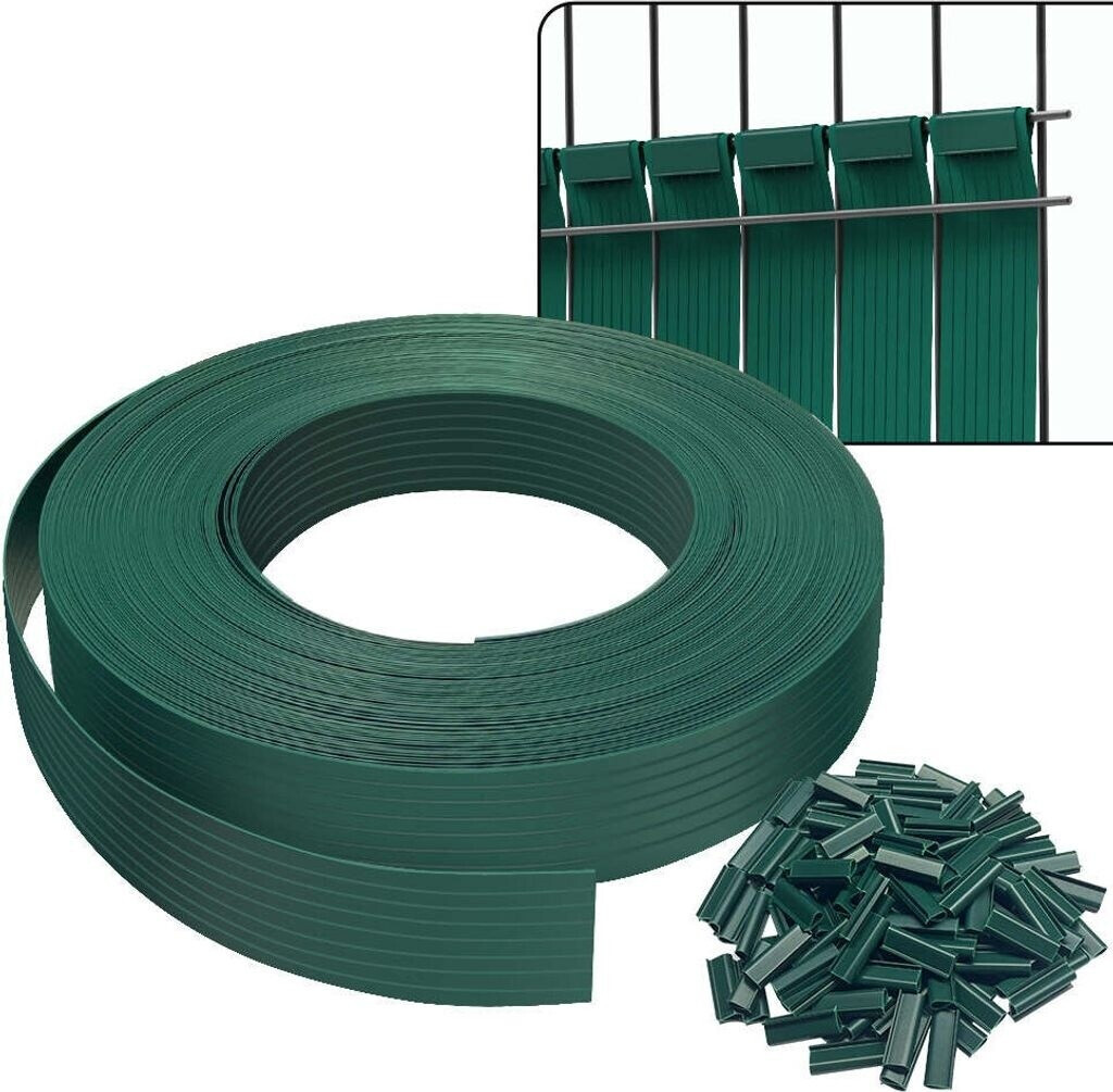 Vounot Kit de lamelles occultantes PVC 75 m x 4,7 cm avec 150 clips vert