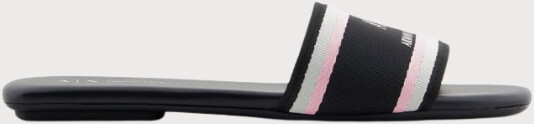 Armani Exchange Thin Striped front logo flat sandal black