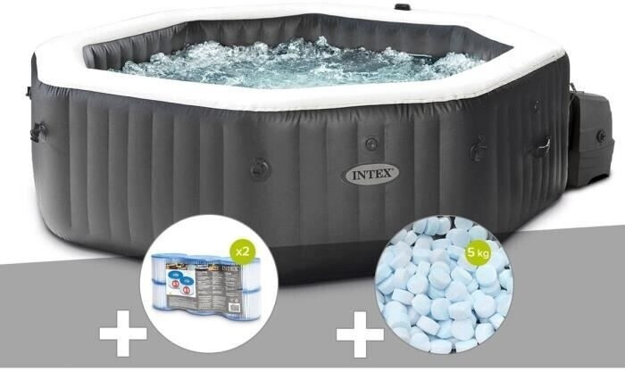 Intex Pools PureSpa Carbone 4 places noir avec pastilles d'entretien et filtre