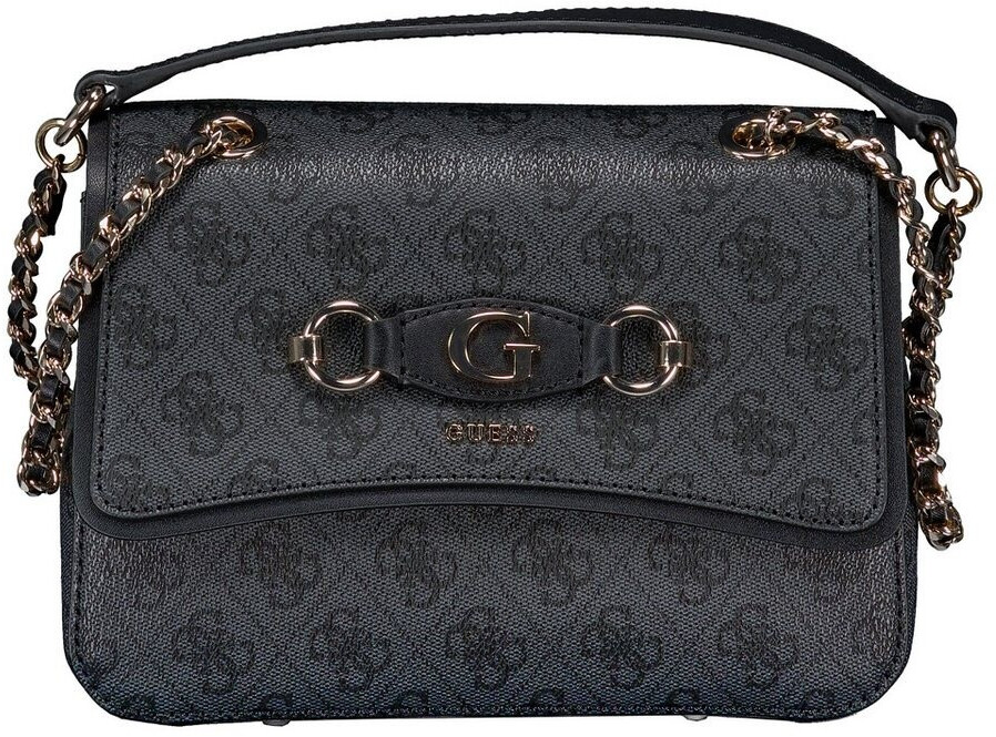 GUESS Izzy Convertible Xbody Flap Bag – Schultertasche In Coal/Logo, 23x15x7 Cm, Verstellbarer Gurt