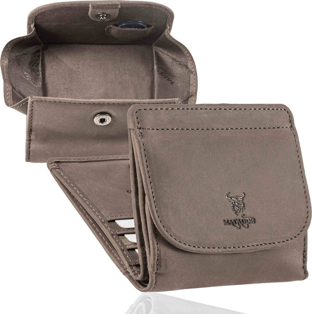 MATADOR Mini Portemonnee Echt Leer RFID - Kleine Zwarte Heren Dames Portefeuille 10x7x2cm