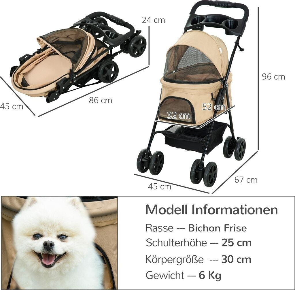 Pawhut Poussette pour chien Pawhut Poussette pour chien