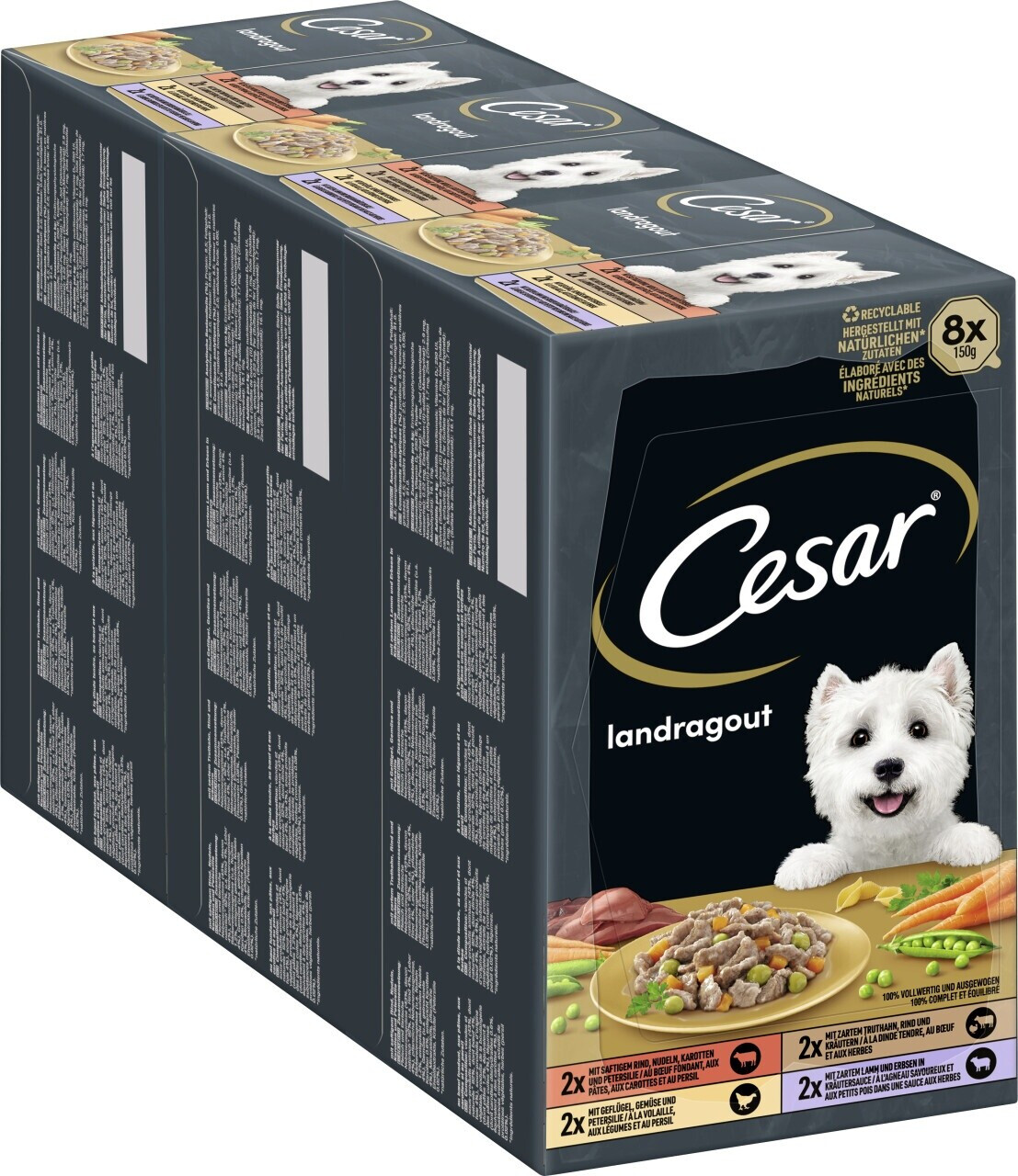 Cesar Landragout 4 Varietten 8 x 150g ab 6.29  | Vergleiche 3 Angebote  auf idealo.de