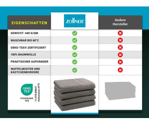 ZOLLNER Set van 5 douchehanddoeken, 70 x 140 cm, katoen, 380 g/m², zwart
