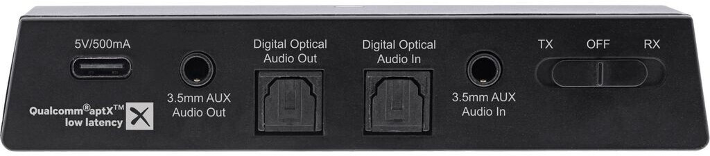 InLine Ricetrasmettitore Bluetooth 5.0 Con AptX Low Latency, Trasmettitore E Ricevitore Audio Hi-Fi, Jack 3.5mm E Toslink