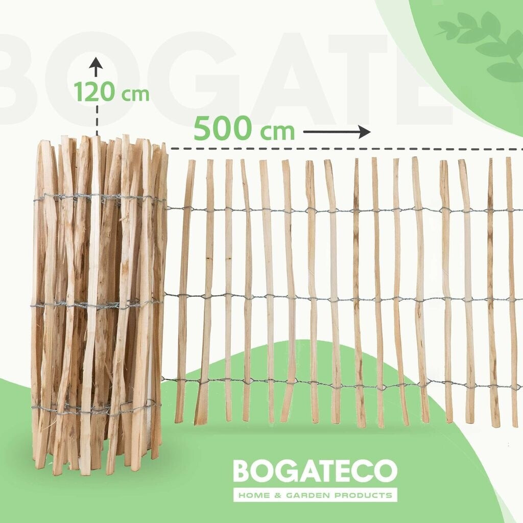 BOGATECO BOGATECO Staketenzaun Haselnuss Kastanie 120x500 cm - side view