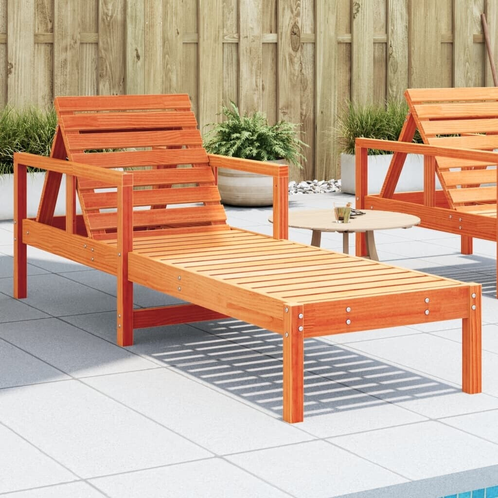 vidaXL Gartenliege Sonnenliege Wachsbraun 199,5x62x55 cm Massivholz Kiefer 1 St. Wachsbraun