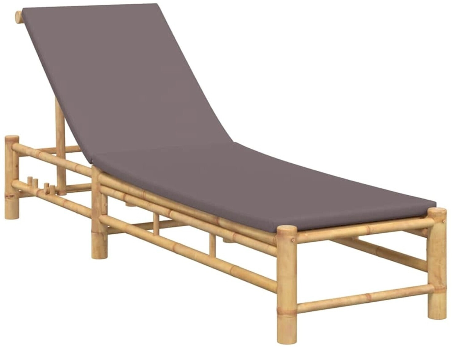 vidaXL Sonnenliege mit Auflage 55x199x30 cm Bambus dunkelgrau