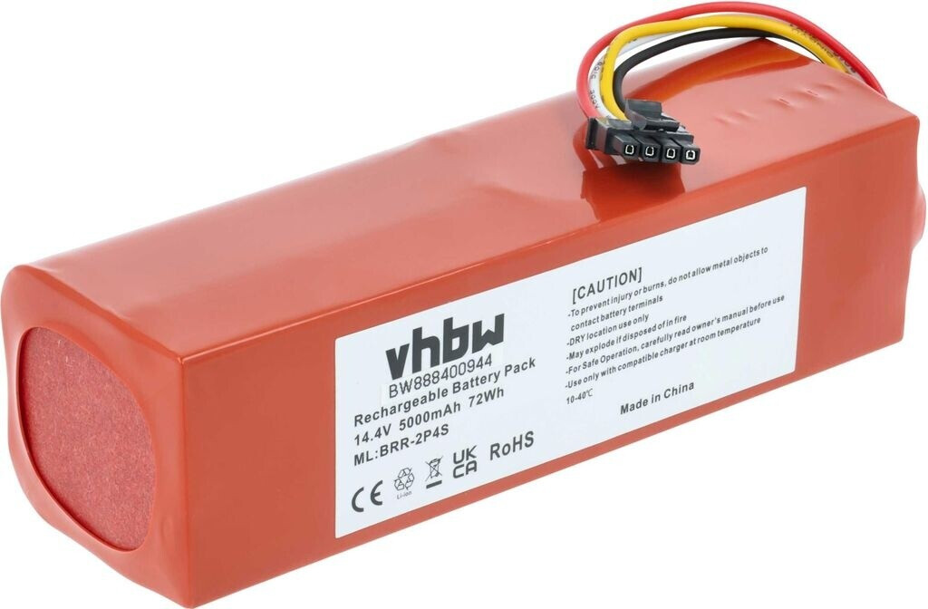 vhbw Akku kompatibel mit Xiaomi Roborock S5 S51 S512-00, S5 S55 S552-00, S5 S51 S512-00 Ruby-S (5000 mAh, 14,4 V, Li-Ion)