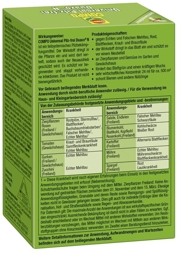 COMPO COMPO Universal Fungus-Free Duaxo N 15 ml Concentrate - back view