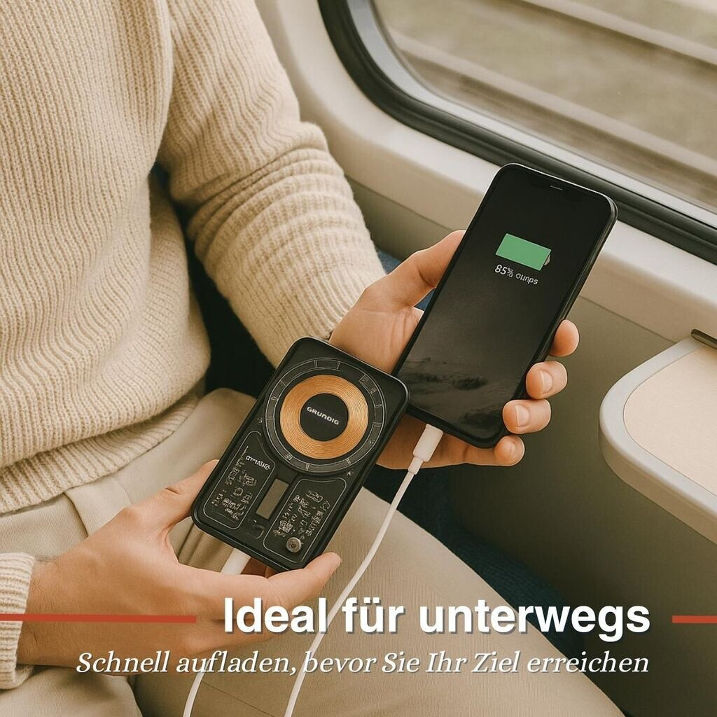 Powerbank Grundig 5000 MAh - Batterie Externe Avec 2x USB-A Et 1x USB-C, Charge Rapide Universelle