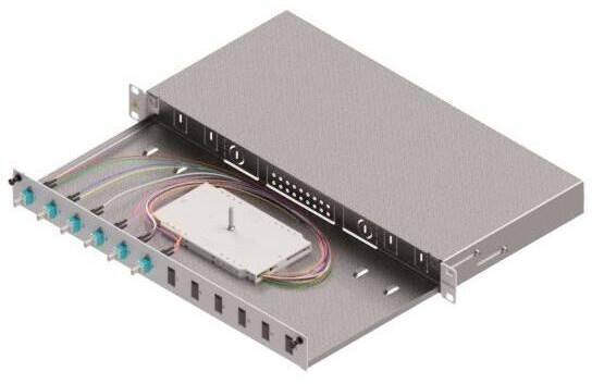 EasyLAN LWL-Spleißgehäuse Basic 1HE 6x LC-Duplex Standard OM3 ausziehbar silber (LSB1A223)