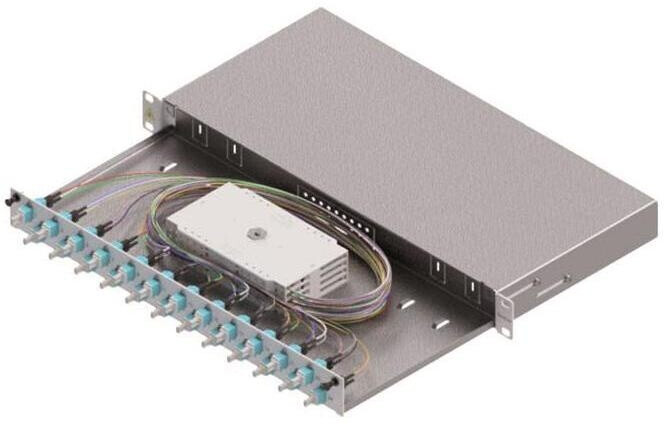 EasyLAN LWL-Spleißgehäuse Basic 1HE 24x LC-Duplex Standard OM3 ausziehbar silber (LSB1C333)