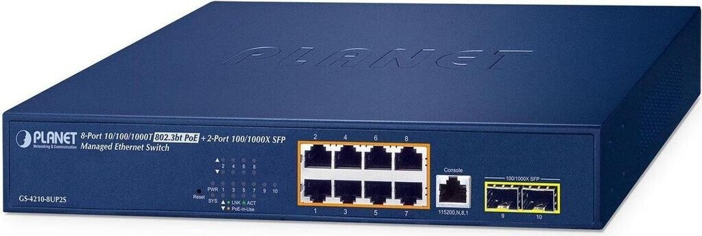 Pla.Net IPv6/IPv4 8-Port 10/100/1000T 802.3bt 95W PoE (GS-4210-8UP2S)
