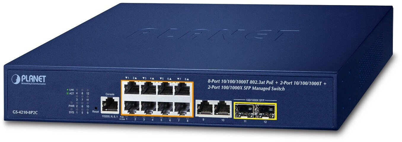 Pla.Net IPv4/IPv6 8-Port Managed (GS-4210-8P2C)