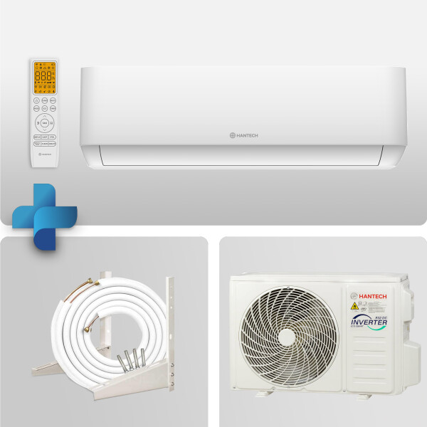 HANTECH 24000 BTU 6,8 kW Split Klimaanlage WLAN R32 Mod. HPRO 3m Leitung + Halter 24000 BTU, weiss, mit Halter