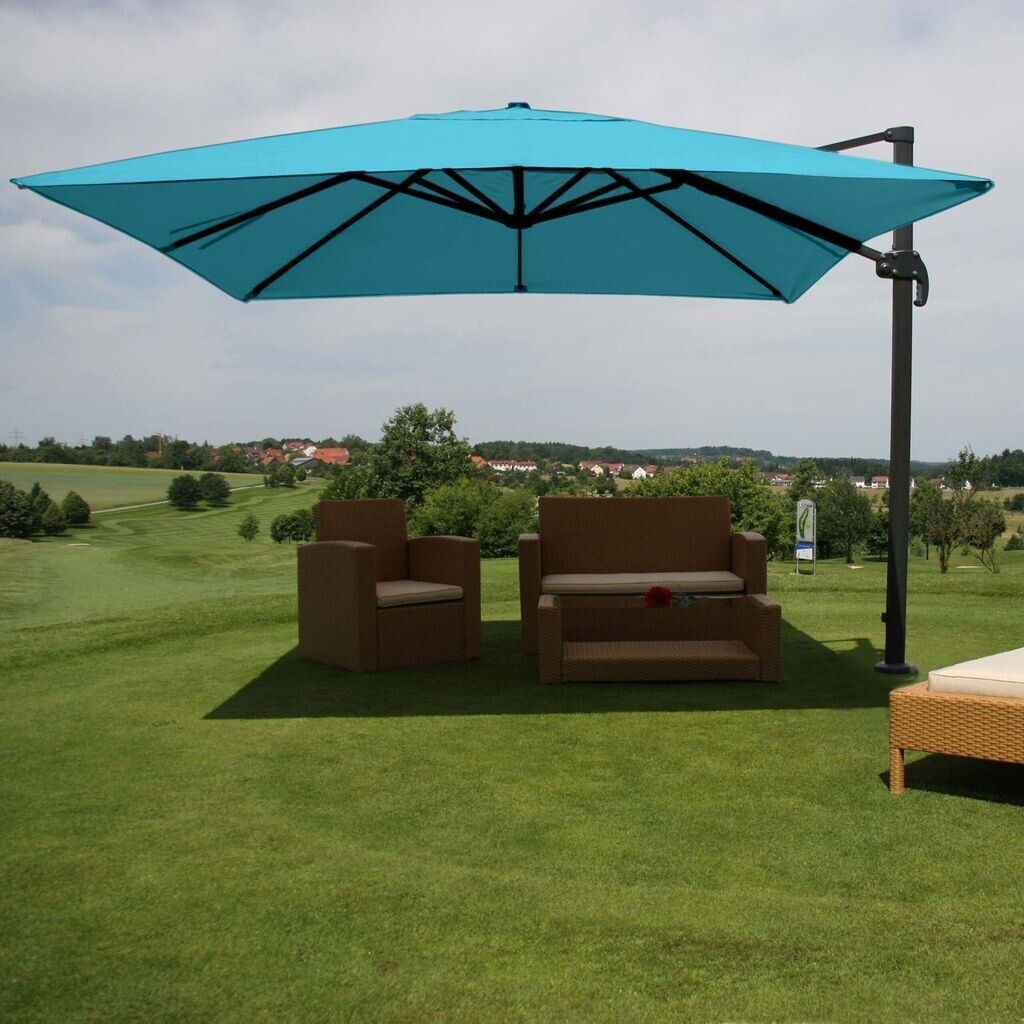 Mendler Gastronomie-Ampelschirm HWC-A96 - 3,5x3,5m, Polyester/Alu, Mit Ständer & Drehbar