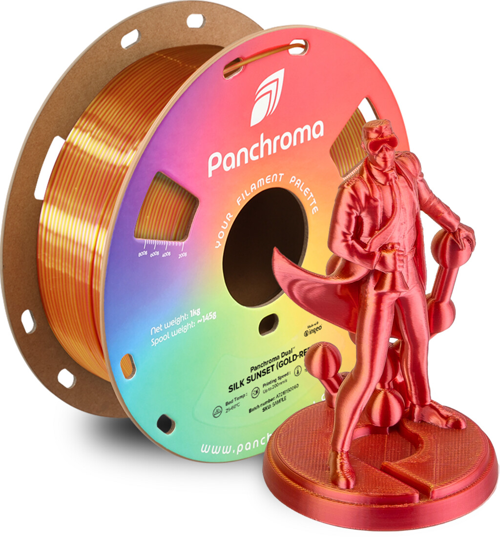 Polymaker CA03030 Panchroma™ Dual Silk Filament PLA Mehrfarbig, Seidig glänzend 1.75mm 1000g Suns