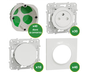 Schneider Electric Odace – Presa Elettrica A Filo 2P+T Bianca – Montaggio Con Artigli – Modello S525052 (Senza Piastra)