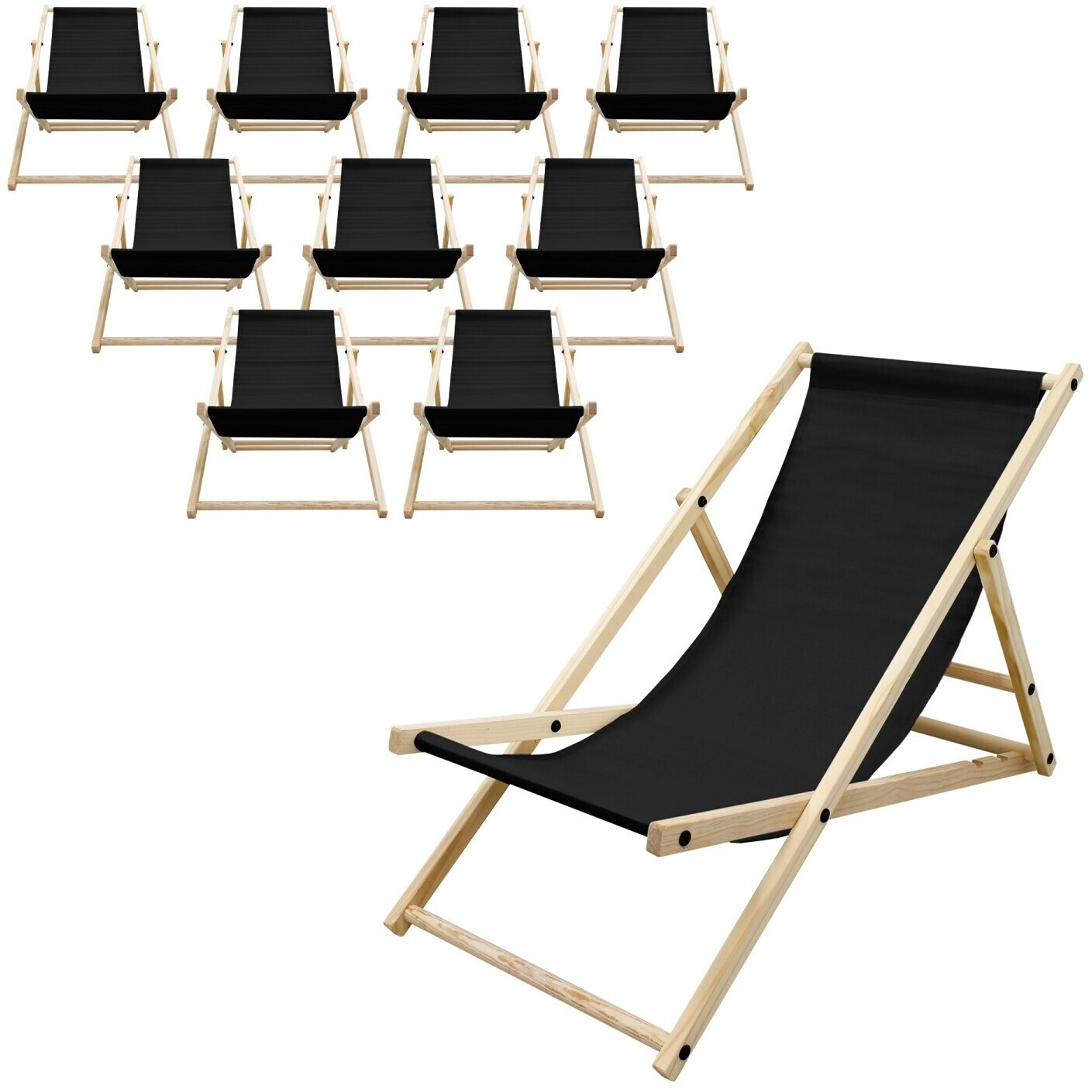 ECD Germany Strandliege Schwarz Holz 52x83x117 cm (800000682770)