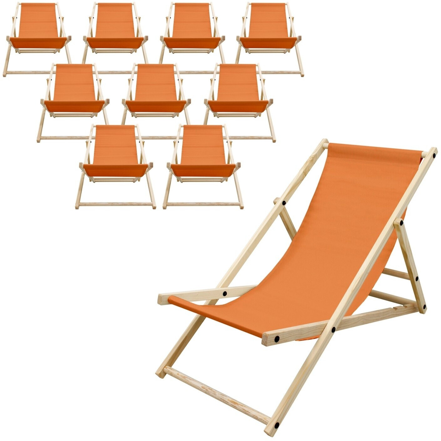 ECD Germany 10x Liegestuhl klappbar aus Holz Orange (490015320)