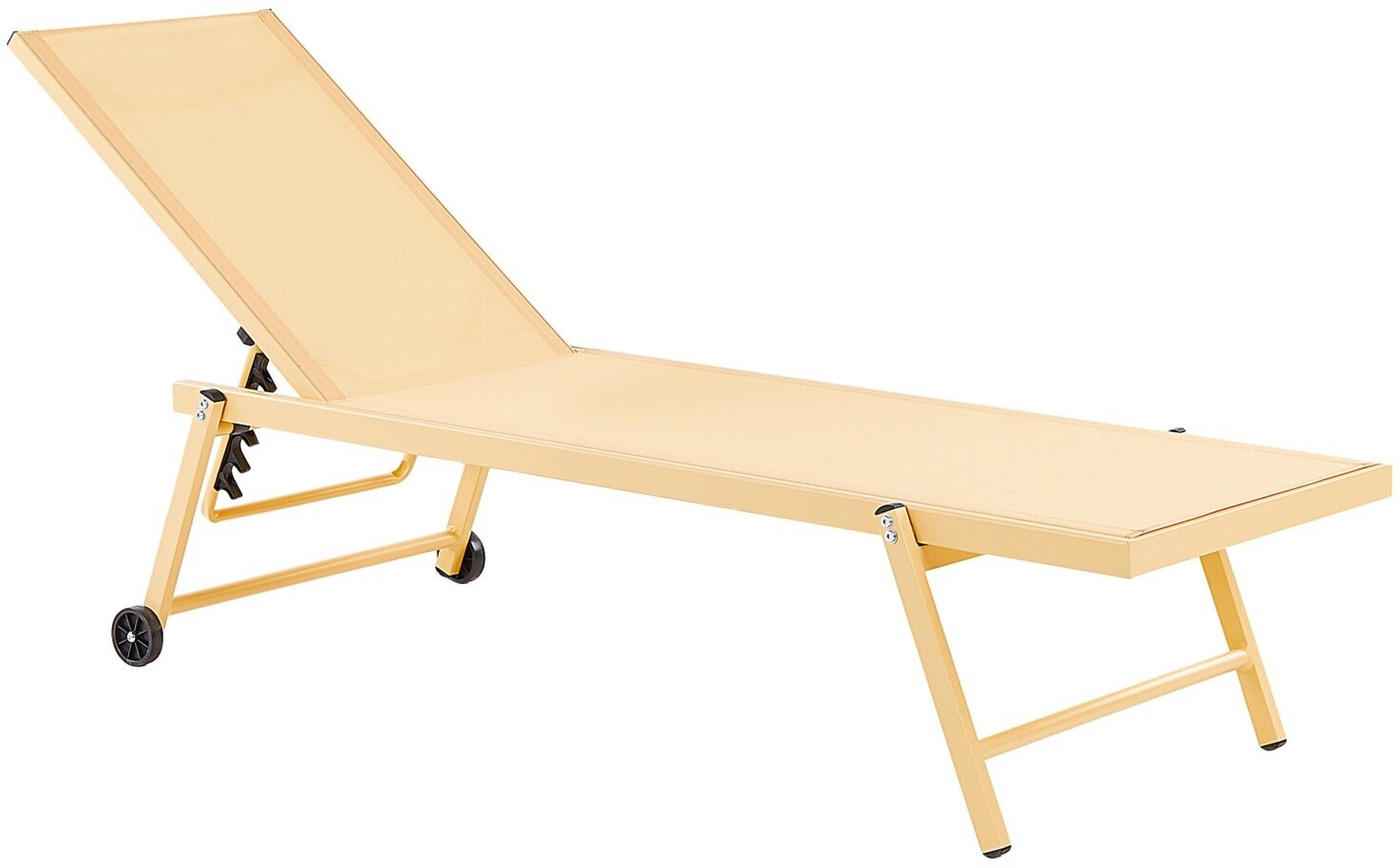 Beliani Sonnenliege mit Rollen Aluminium Textilbespannung Gelb Portofino (326322)