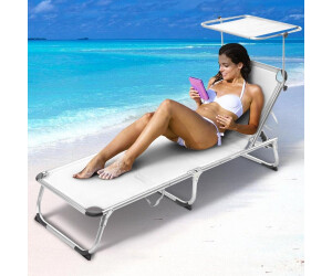 Bakaji Mare sunbed with sunshade (190 x 59 x 27 cm) white