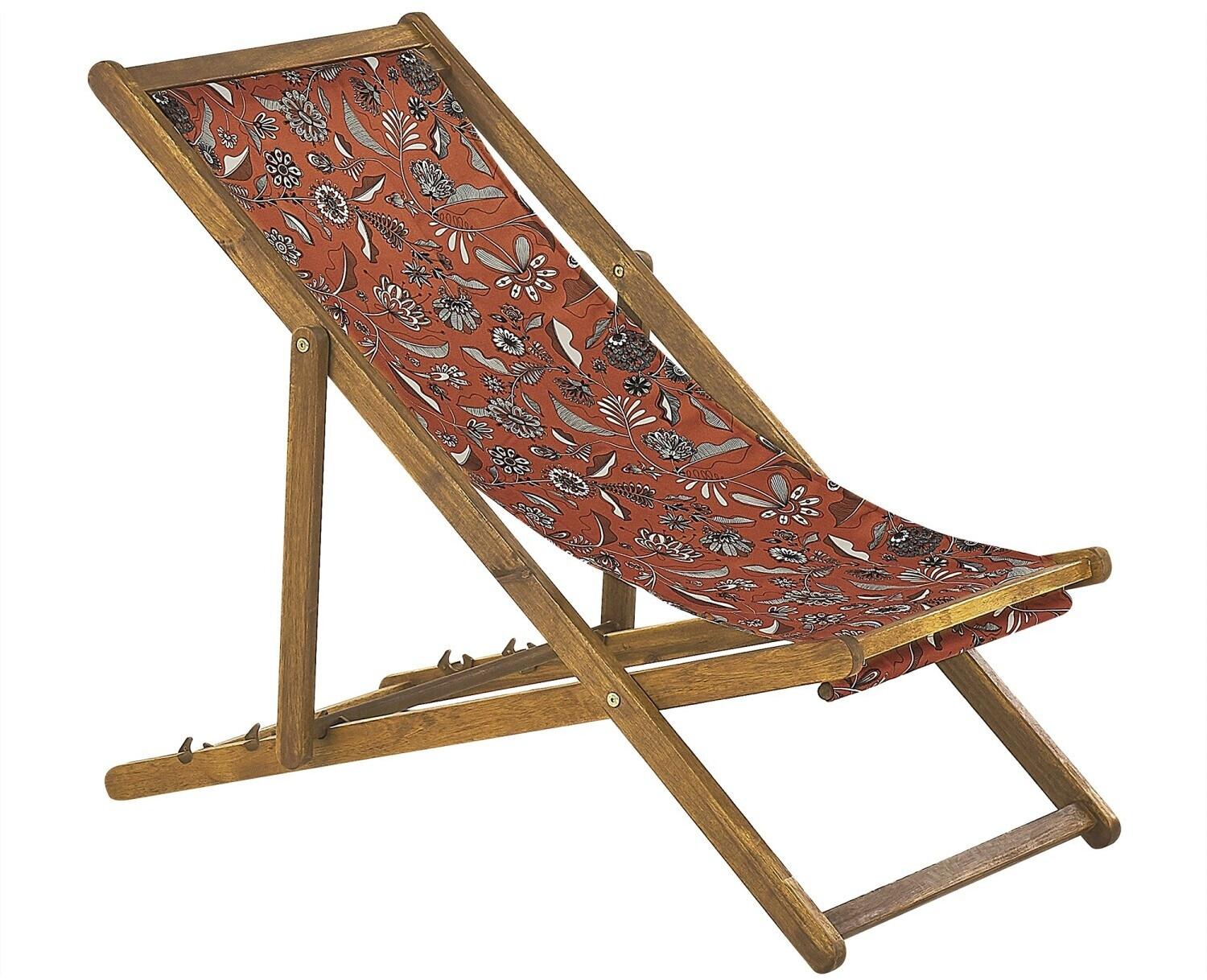 Beliani Gartenliege Hellbraun Weiß Rot Textil 54x70x97 cm Gartenmöbel (800000524376)