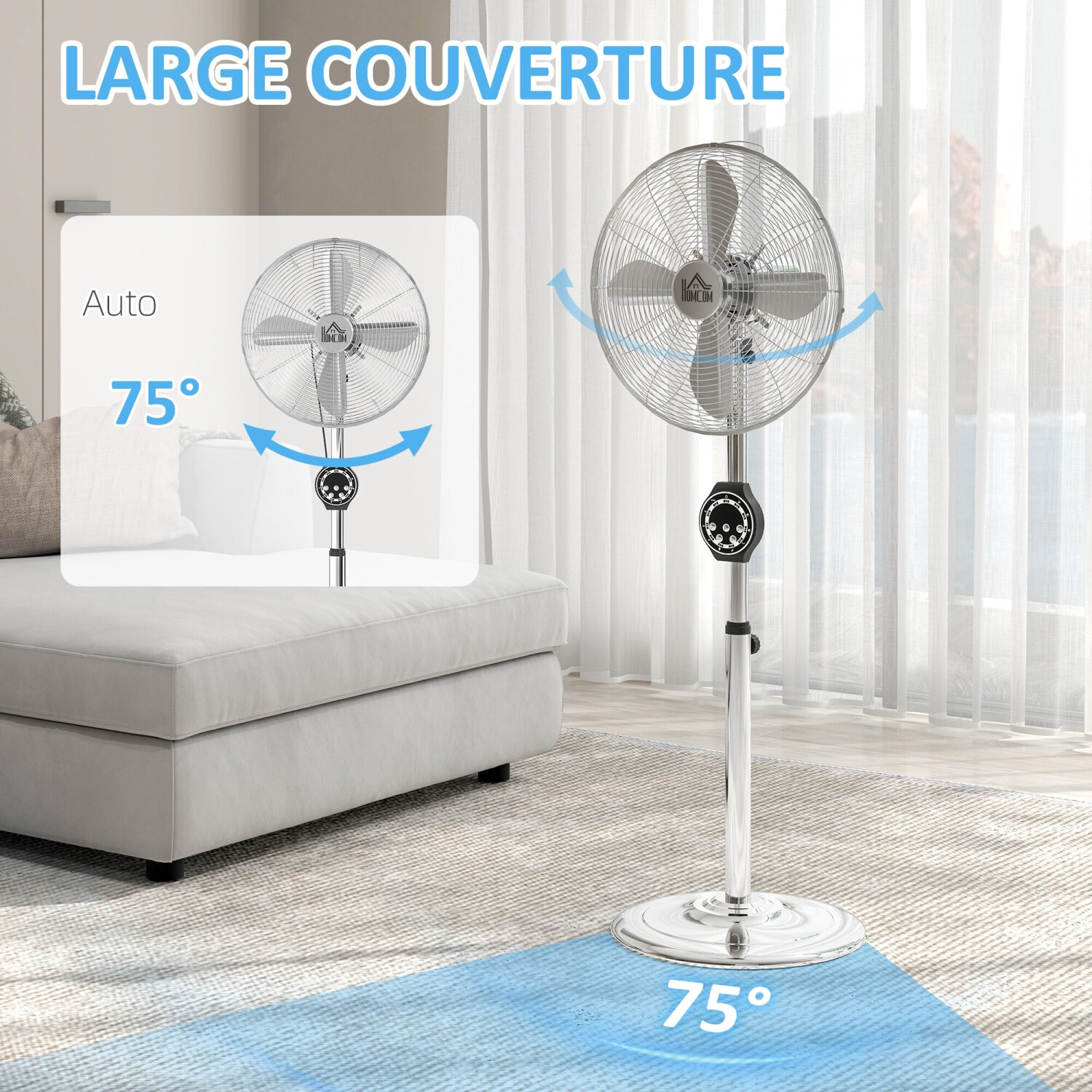 HOMCOM Staande Torenventilator, Klimaatbeheersing, 3 Modi, Draaibaar, Timer, Zwart