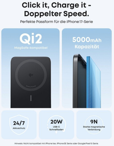 Anker Nano Powerbank (5K, Magnetisch, Slim) Schwarz, Bild 3