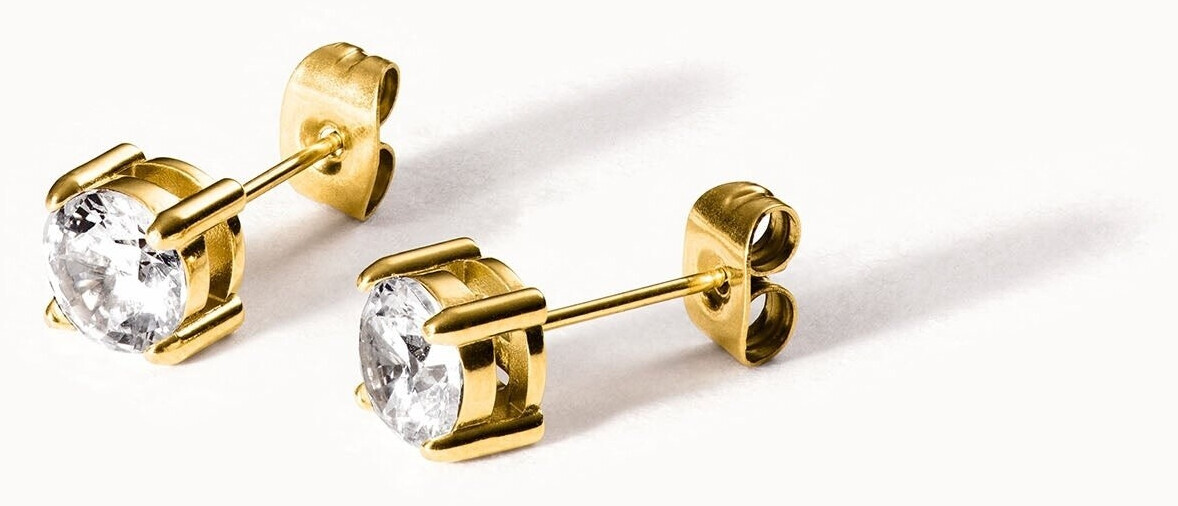 Purelei® Orecchini Pristine Piccoli In Acciaio Inox Placcato Oro 18K – Con Zircone Bianco 4 Mm, Leggeri, Eleganti, Ipoallergenici