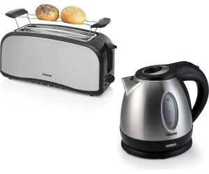 Tristar 2in1 Frühstücksset Silber 1,2Ltr Wasserkocher 4er Doppelschlitztoaster Edelstahl
