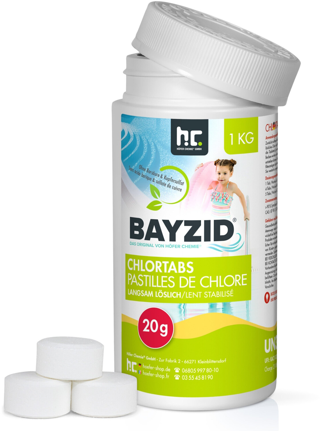 Höfer Chemie 12x1 kg BAYZID Chlortabs 20g langsam löslich