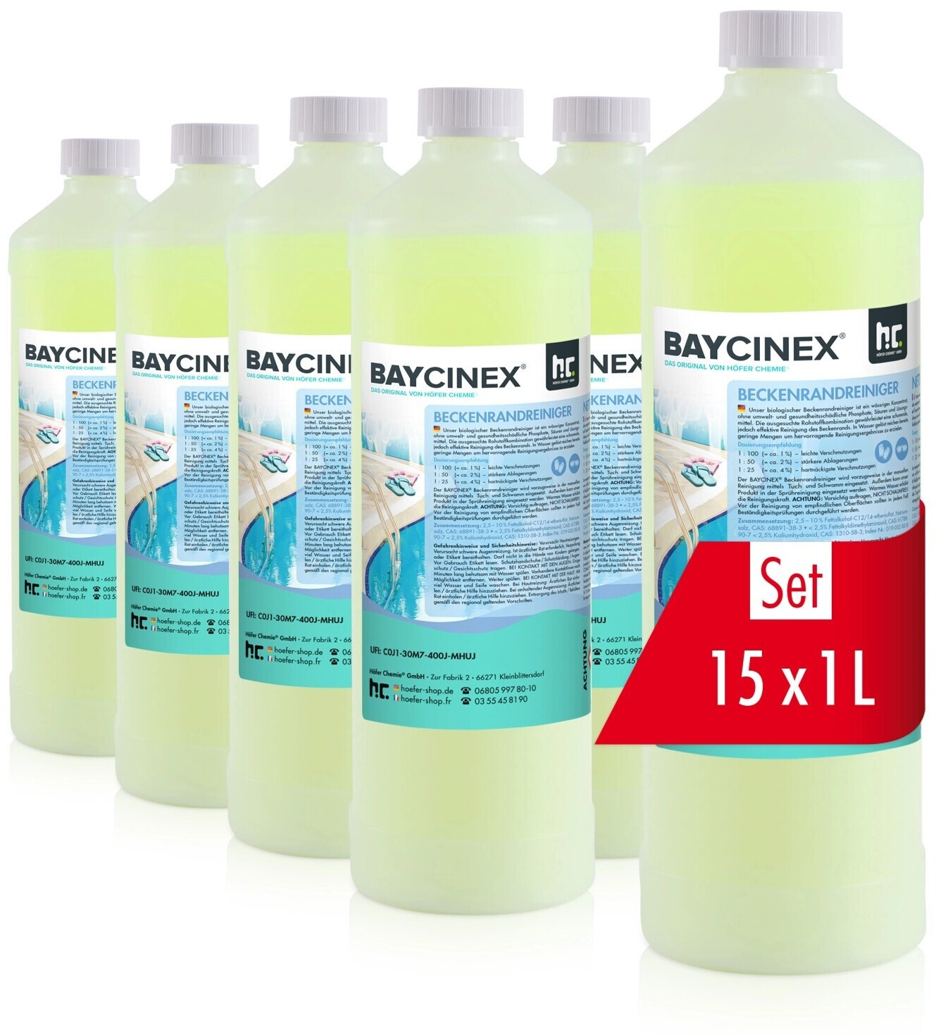 Höfer Chemie 15x1 L BAYCINEX Beckenrandreiniger