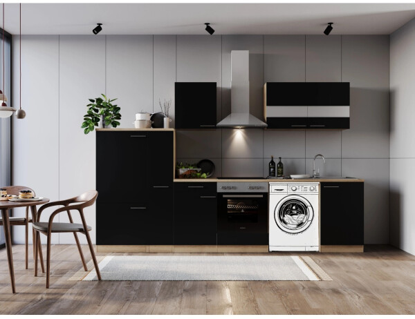 Respekta Küche für Unterbau Waschmaschine Eiche Schwarz Merle 310 cm (KB310ESSCWA), Bild 7