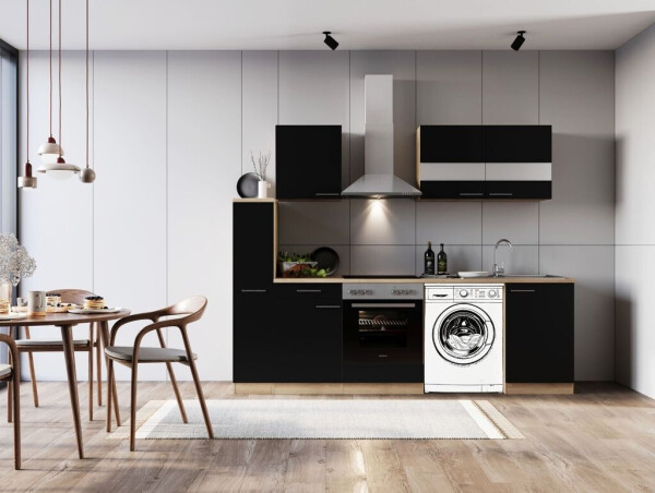 Respekta Küche Leerblock Einbau Waschmaschine Eiche Schwarz Merle 250 (LBKB250ESS), Bild 2