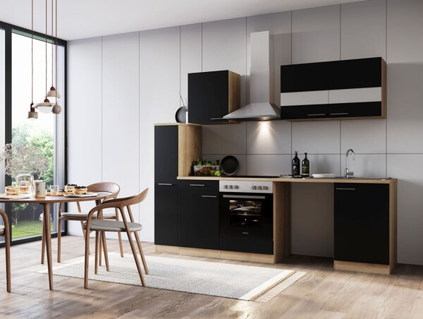 Respekta Küche Leerblock Einbau Waschmaschine Eiche Schwarz Merle 250 (LBKB250ESS), Bild 3