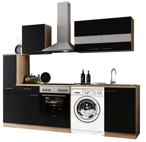 Respekta Küche Leerblock Einbau Waschmaschine Eiche Schwarz Merle 250 (LBKB250ESS), Bild 4