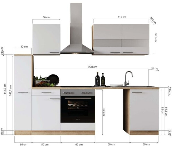 Respekta Küche Leerblock Einbau Waschmaschine Eiche Schwarz Merle 250 (LBKB250ESS), Bild 5
