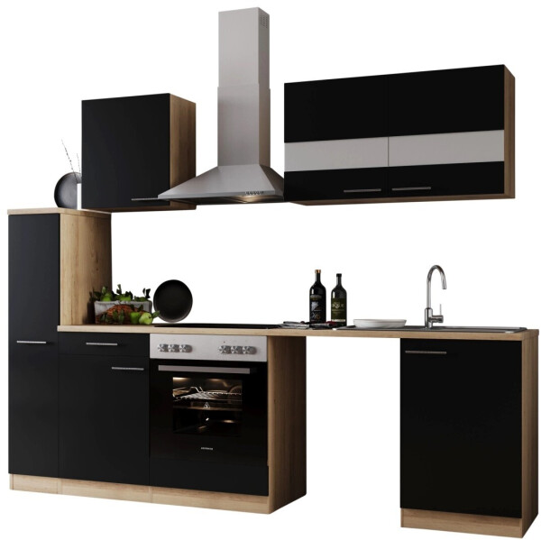 Respekta Küche für Unterbau Waschmaschine Eiche Schwarz Merle 250 cm (KB250ESSCWA), Bild 6