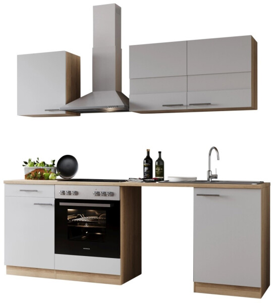 Respekta Küche für Unterbau Waschmaschine Eiche Weiß Merle 220 cm (KB220ESWCWA), Bild 6